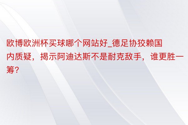 欧博欧洲杯买球哪个网站好_德足协狡赖国内质疑，揭示阿迪达斯不是耐克敌手，谁更胜一筹？