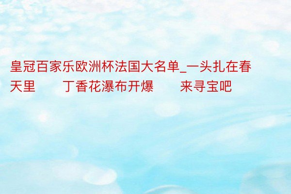 皇冠百家乐欧洲杯法国大名单_一头扎在春天里‼️丁香花瀑布开爆‼️来寻宝吧