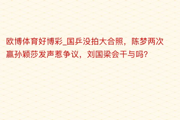 欧博体育好博彩_国乒没拍大合照，陈梦两次赢孙颖莎发声惹争议，刘国梁会干与吗？