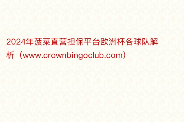 2024年菠菜直营担保平台欧洲杯各球队解析（www.crownbingoclub.com）