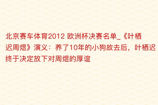 北京赛车体育2012 欧洲杯决赛名单_《叶栖迟周煜》演义：养了10年的小狗故去后，叶栖迟终于决定放下对周煜的厚谊