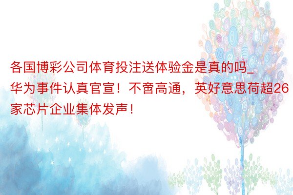 各国博彩公司体育投注送体验金是真的吗_华为事件认真官宣！不啻高通，英好意思荷超26家芯片企业集体发声！